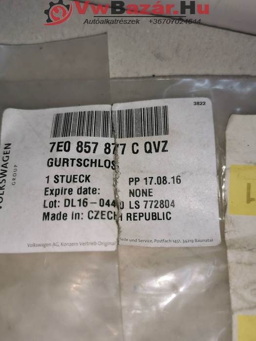 Biztonságiövcsatt VW T5 TRANSPORTER 7e0 857 877 c