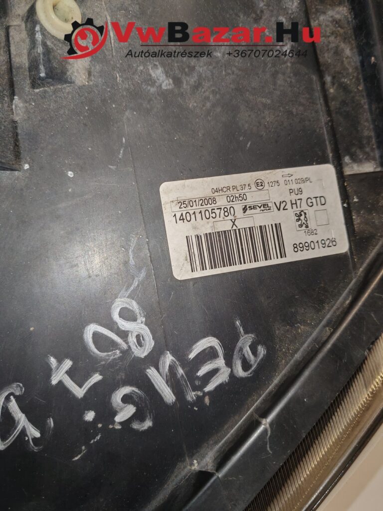 Első fényszóró bal PEUGEOT 807 1401105780